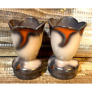 Set of 2 Vintage Mid Century Zenith Gouda Art Pottery Vases #617